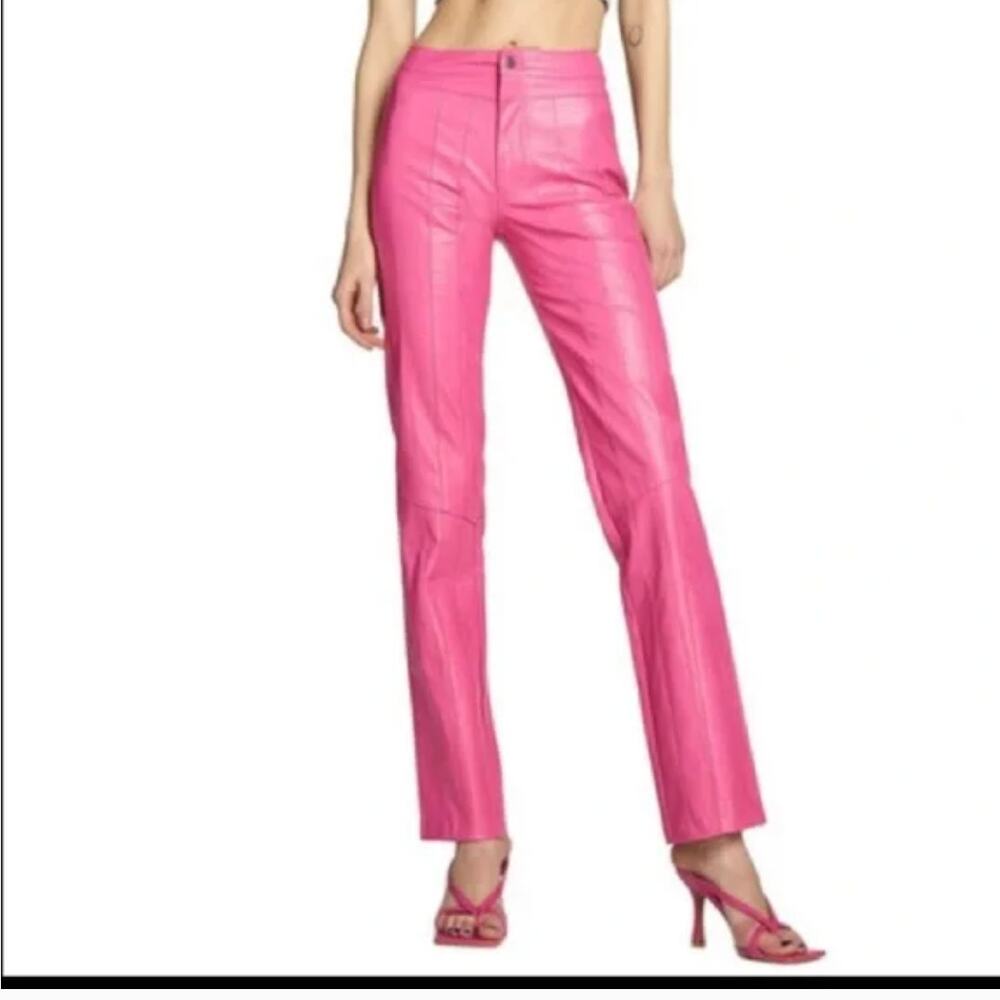 I.AM.GIA Pink Faux Leather Straight Leg Pants XS